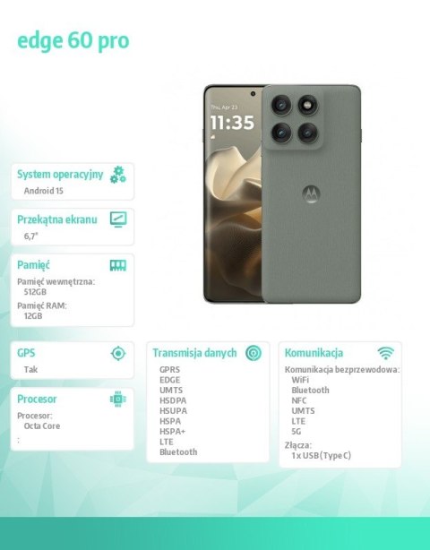 Smartfon Edge 60 pro 12/512GB Shadow-green