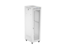 Szafa instalacyjna rack stojąca 19 cali 42U 600x800 drzwi perforowane LCD szara (Flat pack)