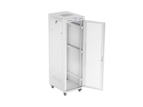 Szafa instalacyjna rack stojąca 19 cali 42U 600x800 drzwi perforowane LCD szara (Flat pack)