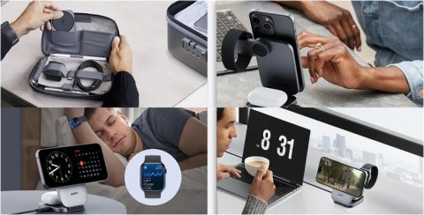 LC-MC312 Slim 3w1 ładowarka bezprzewodowa MagSafe Qi2 15W + ładowarka PD 30W + Etui