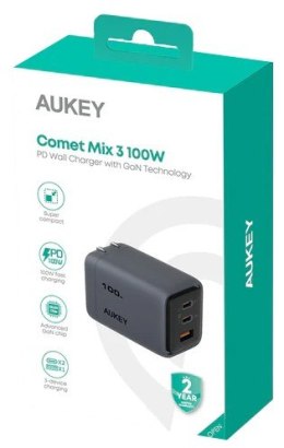 PA-C5 ładowarka sieciowa 3xUSB (2xUSB-C i 1xUSB-A) 100W 5A QC5.0 PD3.0 AFC PPS FCP SCP