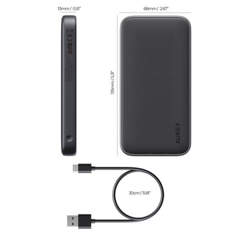 PB-Y46 Power Bank 10000 mAh 15W 2xUSB LED kabel USB-C