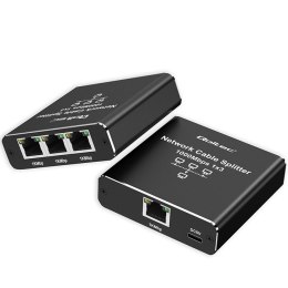 Rozdzielacz Splitter Ethernet mini SWITCH 1x3 RJ45 | 1000Mb/s | USB-C | Aluminium