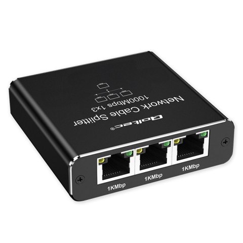 Rozdzielacz Splitter Ethernet mini SWITCH 1x3 RJ45 | 1000Mb/s | USB-C | Aluminium