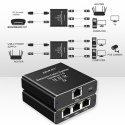 Rozdzielacz Splitter Ethernet mini SWITCH 1x3 RJ45 | 1000Mb/s | USB-C | Aluminium