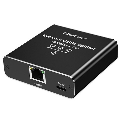 Rozdzielacz Splitter Ethernet mini SWITCH 1x3 RJ45 | 1000Mb/s | USB-C | Aluminium