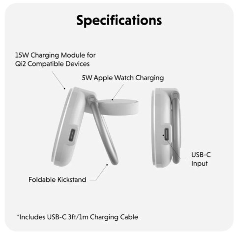 Magnetyczna stacja ładująca HyperJuice Qi2 Biała
