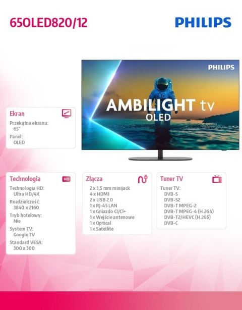Telewizor OLED 65 cali 65OLED820/12
