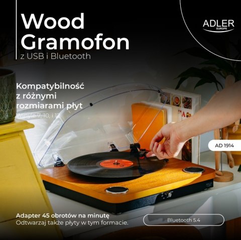 Gramofon AD1914 Wood USB Bluetooth