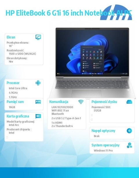 Laptop EliteBook 6 G1i U5-225H 512GB/16GB/W11P/16 cali C51GLET