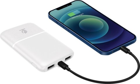 Powerbank P5 (5 000mAh 10W), moc wyjściowa 10W zapewnia szybkie i stabilne ładowanie kompatybilnych urządzeń, jednoczesne ładowa