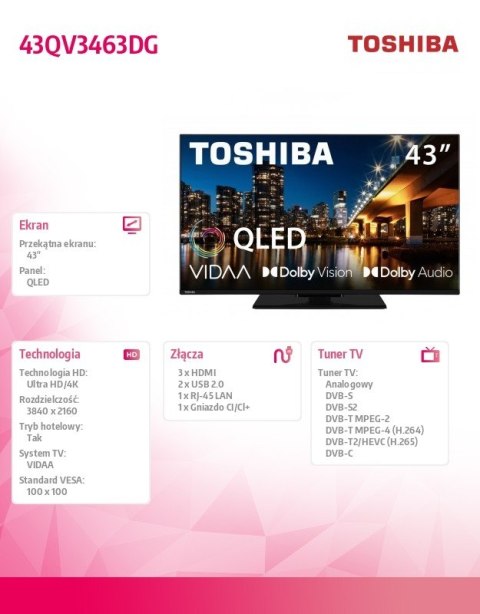 Telewizor QLED 43 cale 43QV3463DG