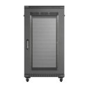 Szafa instalacyjna rack stojąca 19" 22U 600x1000 czarna drzwi perforowane ( flat pack)