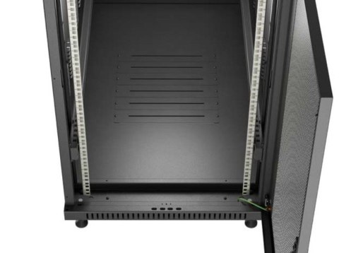 Szafa instalacyjna rack stojąca 19" 22U 600x1200 czarna drzwi perforowane (flat pack)