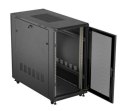 Szafa instalacyjna rack stojąca 19" 22U 600x1200 czarna drzwi perforowane (flat pack)