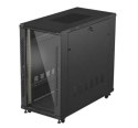 Szafa instalacyjna rack stojąca 19" 22U 600x1200 czarna drzwi przeszklone (flat pack)