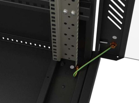 Szafa instalacyjna rack stojąca 19" 22U 600x1200 czarna drzwi przeszklone (flat pack)