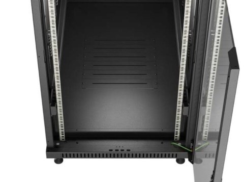 Szafa instalacyjna rack stojąca 19" 22U 600x1200 czarna drzwi przeszklone (flat pack)