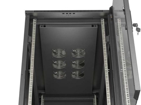 Szafa instalacyjna rack stojąca 19" 22U 600x1200 czarna drzwi przeszklone (flat pack)