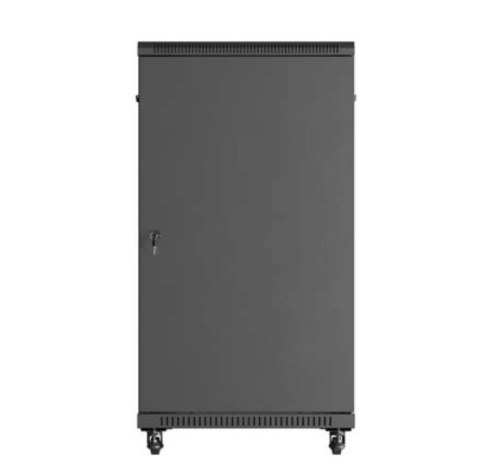 Szafa instalacyjna rack stojąca 19" 22U 600x1200 czarna drzwi przeszklone (flat pack)