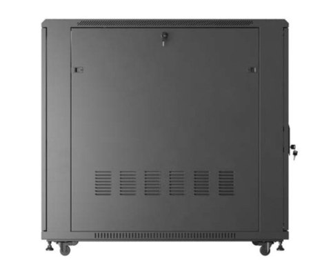 Szafa instalacyjna rack stojąca 19" 22U 600x1200 czarna drzwi przeszklone (flat pack)