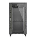 Szafa instalacyjna rack stojąca 19" 22U 600x1200 czarna drzwi przeszklone (flat pack)