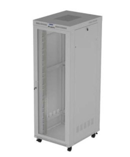 Szafa instalacyjna rack stojąca 19 cali 47U 800x1000 szara drzwi perforowane LCD (flat pack) V2