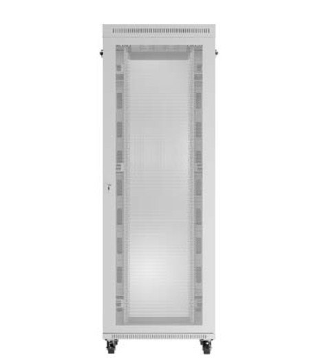 Szafa instalacyjna rack stojąca 19 cali 47U 800x1000 szara drzwi perforowane LCD (flat pack) V2