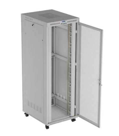 Szafa instalacyjna rack stojąca 19 cali 47U 800x1000 szara drzwi perforowane LCD (flat pack) V2