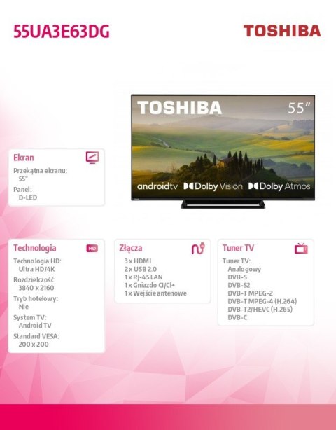 Telewizor LED 55 cali 55UA3E63DG