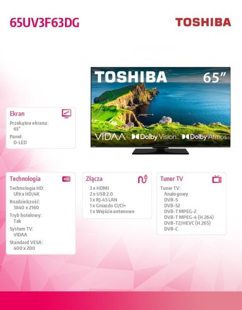 Telewizor LED 65 cali 65UV3F63DG