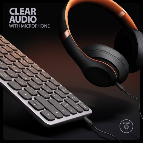 Klawiatura HMC-KB-CRL USB-C 5Gbps z wieloportowy hub 9in1, SD/microSD, 3x USB-A, HDMI 4K/60Hz, PD 100W, Audio, Cyrillic layout, 