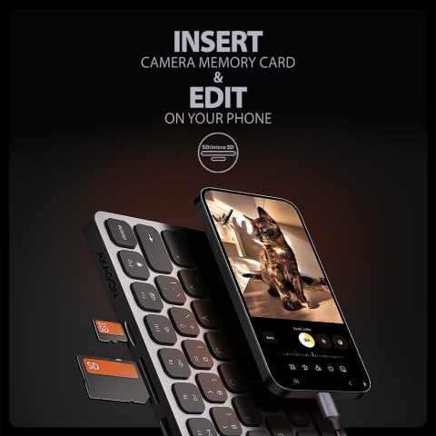 Klawiatura HMC-KB-NRD USB-C 5Gbps z wieloportowy hub 9in1, SD/microSD, 3x USB-A, HDMI 4K/60Hz, PD 100W, Audio, Nordic layout, 60