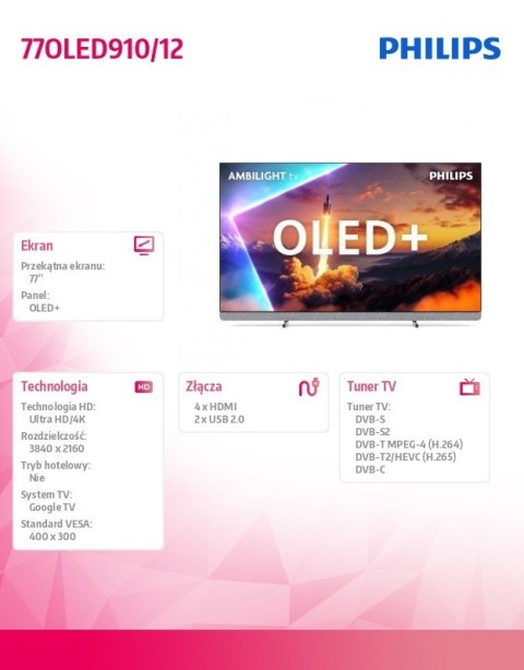 Telewizor 77 cali OLED 77OLED910/12