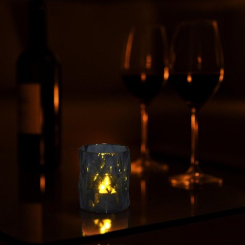 MINI LAMPA DEKORACYJNA 6 CM SZARA CIEPŁY BIAŁY 1 LED