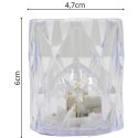 MINI LAMPA DEKORACYJNA 6 CM TRANSPARENTA CIEPŁY BIAŁY 1 LED