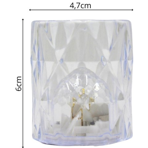 MINI LAMPA DEKORACYJNA 6 CM TRANSPARENTA CIEPŁY BIAŁY 1 LED