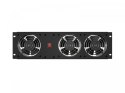 Panel wentylacyjny pionowy 19 cali 3U do szaf rack, trzy wentylatory, 230V, czarny