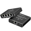 Rozdzielacz splitter Ethernet mini SWITCH 1x4 RJ45 | 1000Mb/s | USB-C | Aluminium