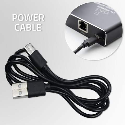 Rozdzielacz splitter Ethernet mini SWITCH 1x4 RJ45 | 1000Mb/s | USB-C | Aluminium