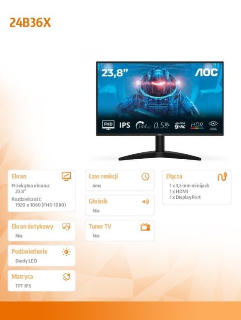 Monitor 24B36X 23.8 cala IPS 144Hz HDMI DP