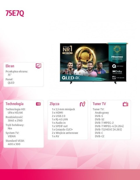 Telewizor QLED 75 cali 75E7Q