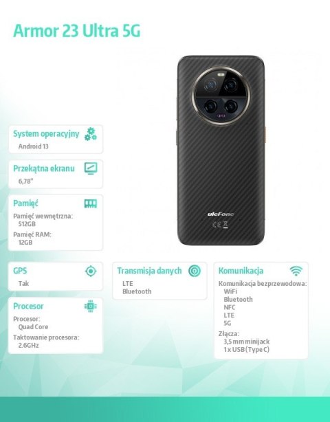 Smartfon Armor 23 Ultra 5G 12/512GB IP69K Czarny
