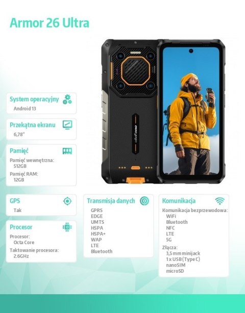 Smartfon Armor 26 Ultra 5G 12/512GB IP69K Czarny