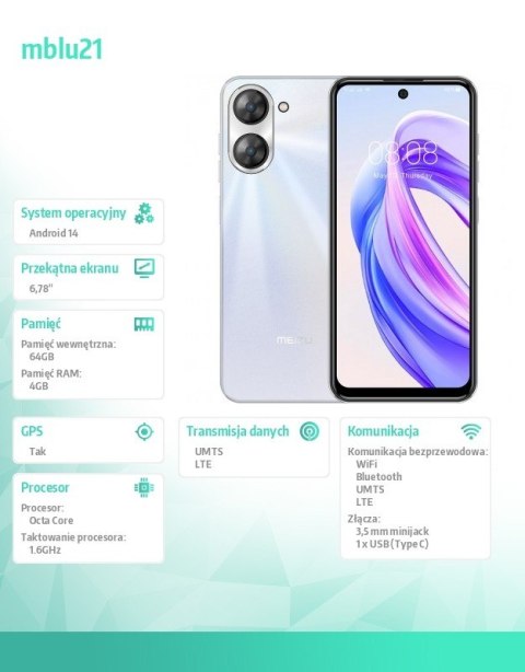 Smartfon Mblu 21 4 GB / 64 GB Biały
