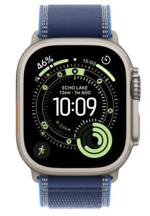 Watch Ultra 3 GPS + Cellular, koperta 49 mm z tytanu w kolorze naturalnym, opaska Trail w kolorze niebieskim/jaskrawoniebieskim 