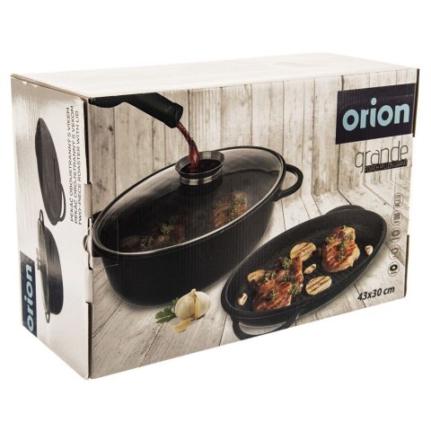 Brytfanna gęsiarka z pokrywką do piekarnika granitowa 3w1 GRANDE 10L 43x28cm ORION 127027