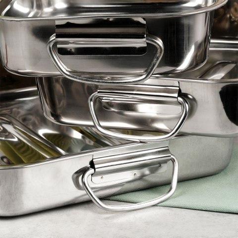 Brytfanna stalowa prostokątna brytfanka 3 sztuki EXCELLENT HOUSEWARE 123718