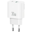 Ładowarka sieciowa 30W 1xUSB-C 1xUSB-A Fast charging Biała