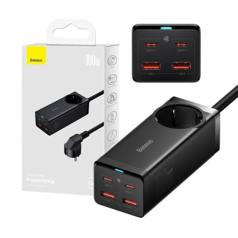 Ładowarka sieciowa BASEUS GaN3 Pro 100W 2xUSB 2xUSB-C AC (czarna)